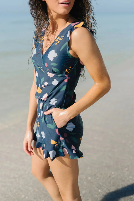 Ruffled Summer Romper With Built In Bra