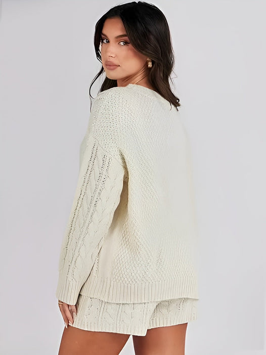 Cozy Knit Sweater And Shorts Set