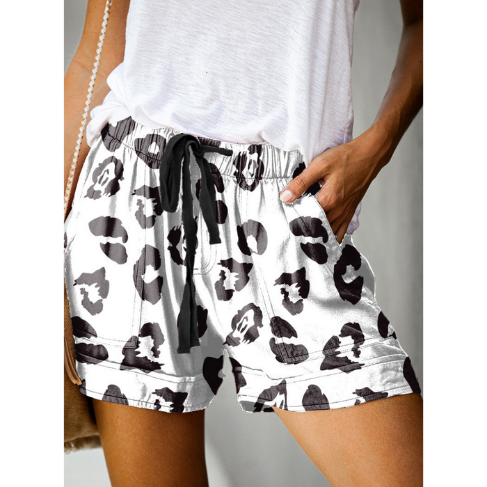 Leopard Printed High Waisted Loose Wide Summer Shorts