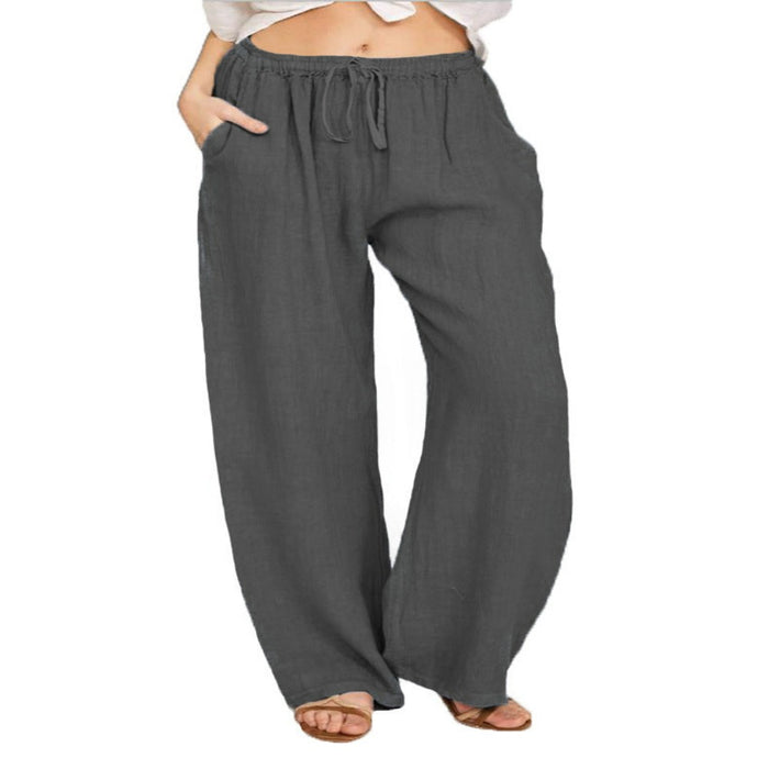 Large Size Loose Cotton And Linen Casual Trousers