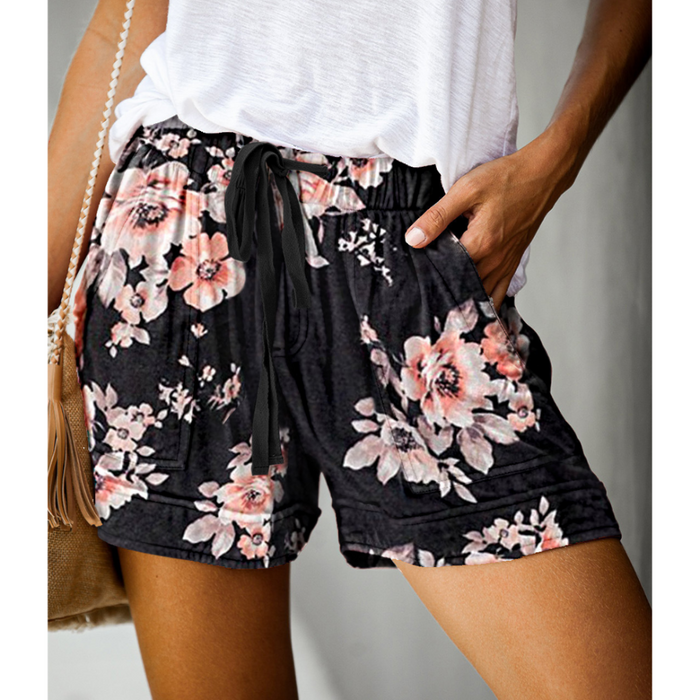 Printed High Waisted Loose Wide Summer Shorts