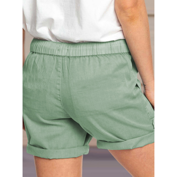 Solid Color Straight Leg Casual Shorts