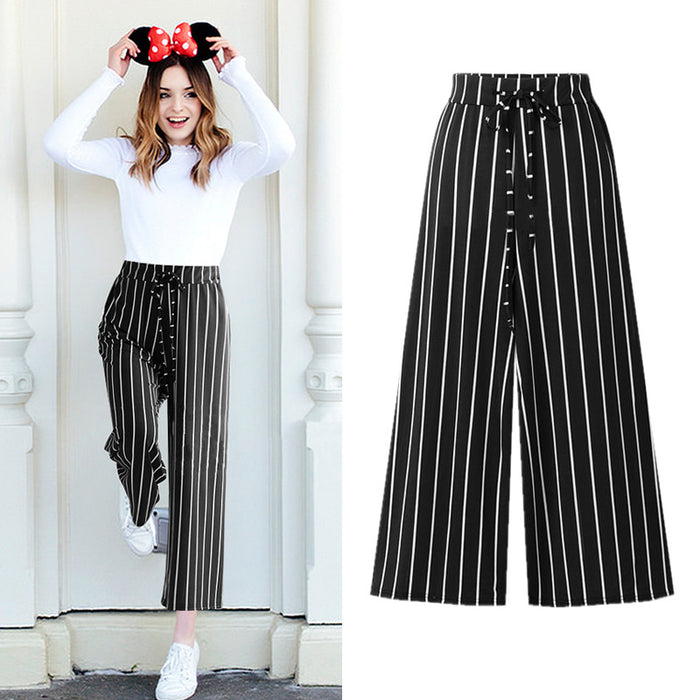 High-Waisted Black Thin Cropped Trousers For Women