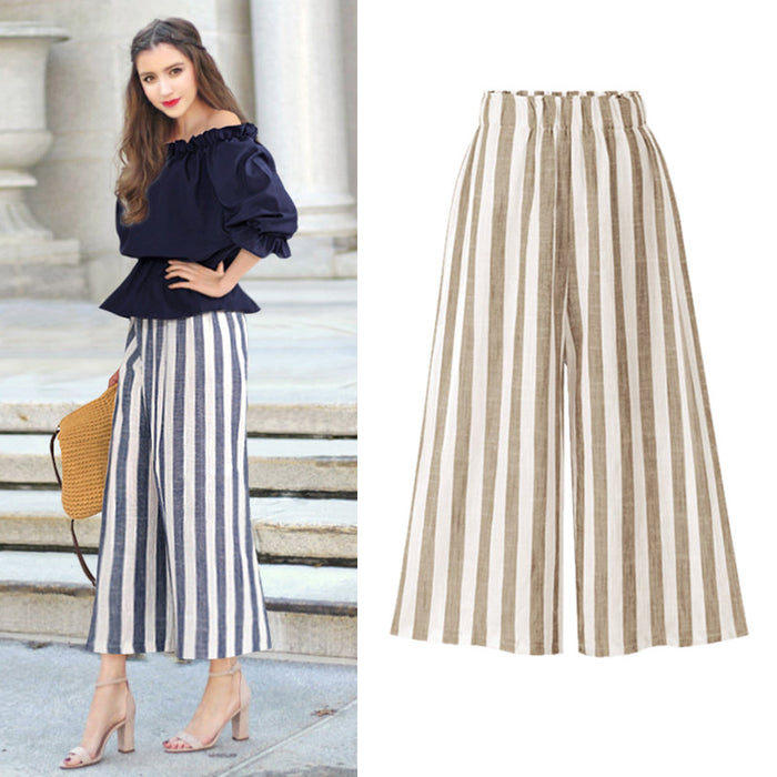 Thin Loose Striped Pants High Waisted Style